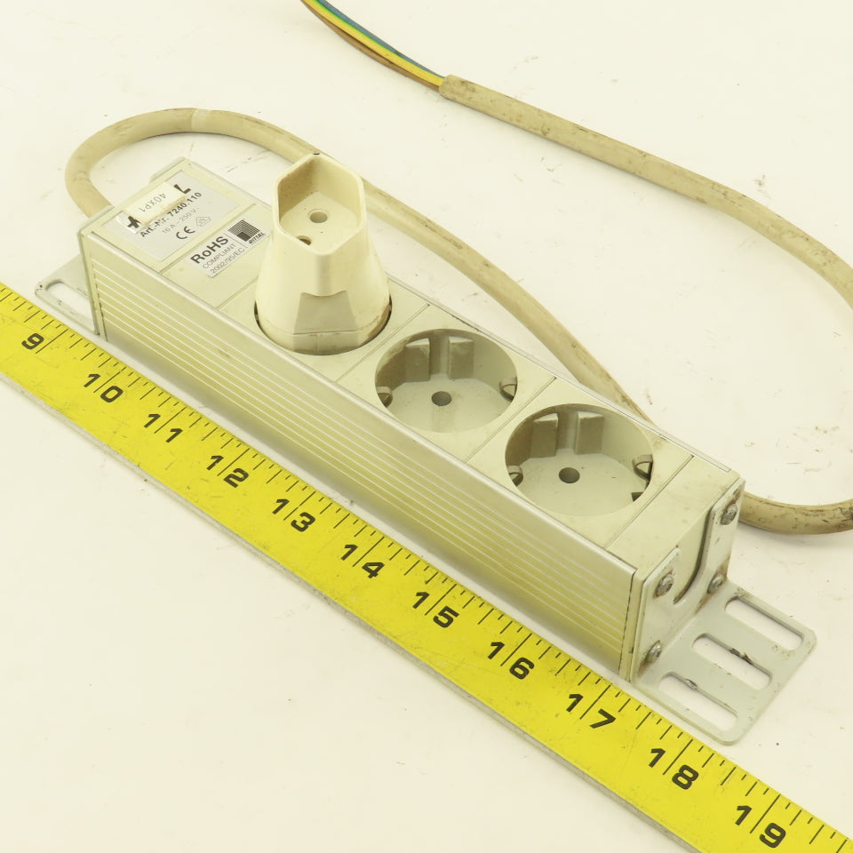 Rittal 7240.110 16A 250V 2 Port 2 Pin European Strip Socket
