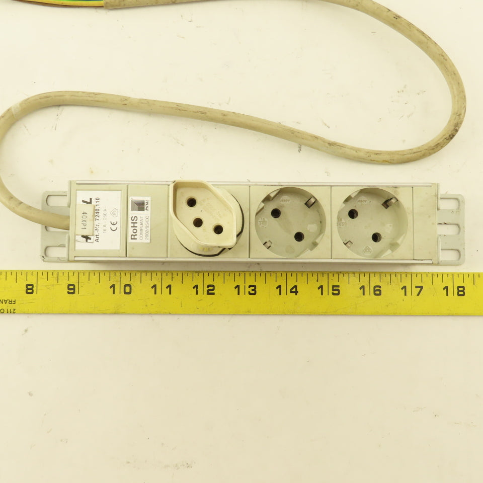 Rittal 7240.110 16A 250V 2 Port 2 Pin European Strip Socket