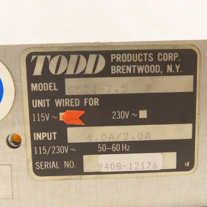 Todd Products SC24-7.5 115V Input DC Power Supply Parts/Repair