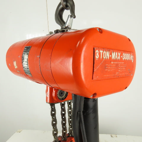CM Lodestar Model RT Electric Chain Hoist 3 Ton 5.5FPM 7' Lift 230/460V 3Ph
