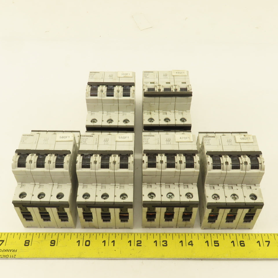 Siemens 5SY43 3 Pole 400V Circuit Breaker C6, C16, C13, C10, C8 Lot Of 6