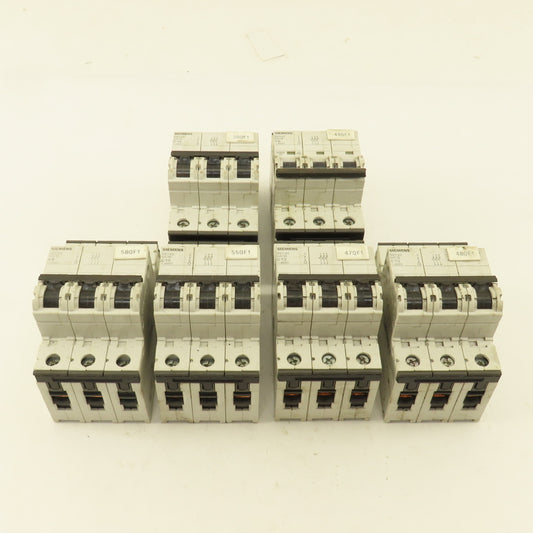 Siemens 5SY43 3 Pole 400V Circuit Breaker C6, C16, C13, C10, C8 Lot Of 6