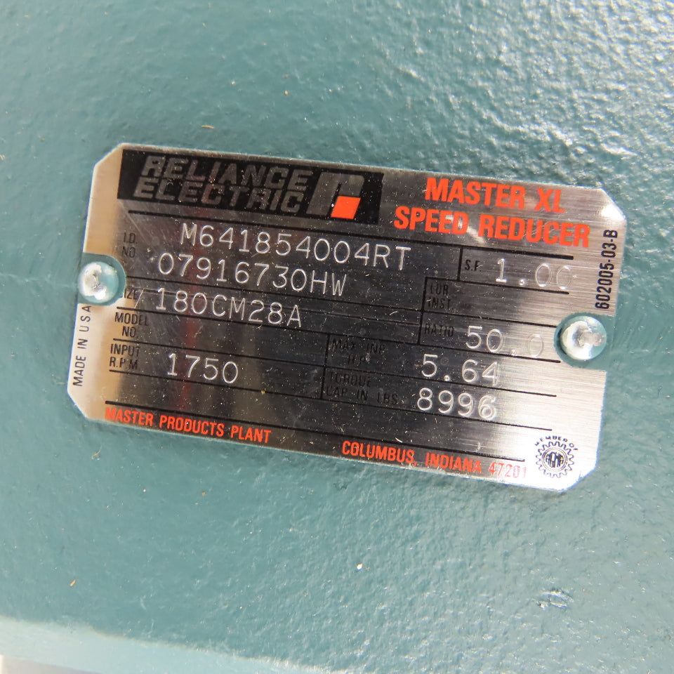 Reliance Electric 180CM28A 50:1 Ratio Speed Reducer Gearmotor 3Hp 208-230/460