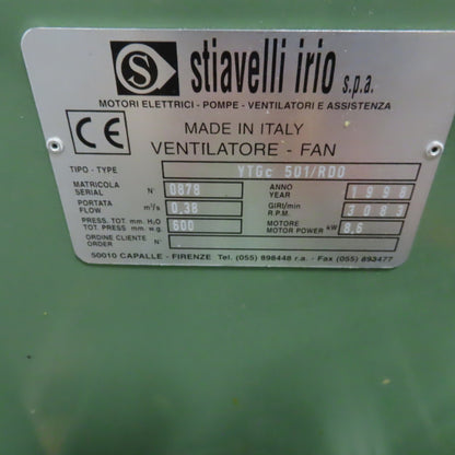 Stiavelli irio YTGc50I/RDO 8.6KW 3080RPM Fan Blower 460V 3PH
