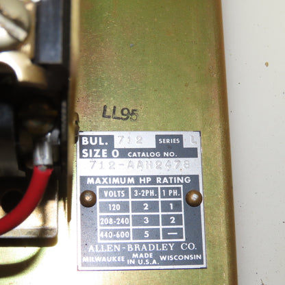 Allen Bradley 712-AAH2478 600V 3Ph 5Hp MAX Combination Starter Disconnect 208V
