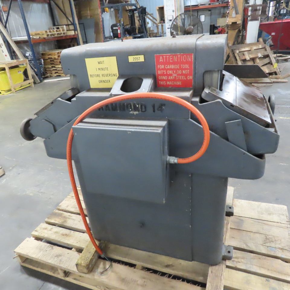 Hammond 14W 3 HP 14" Double End Carbide Tool Grinder 9" x 22" Tables 230/460V