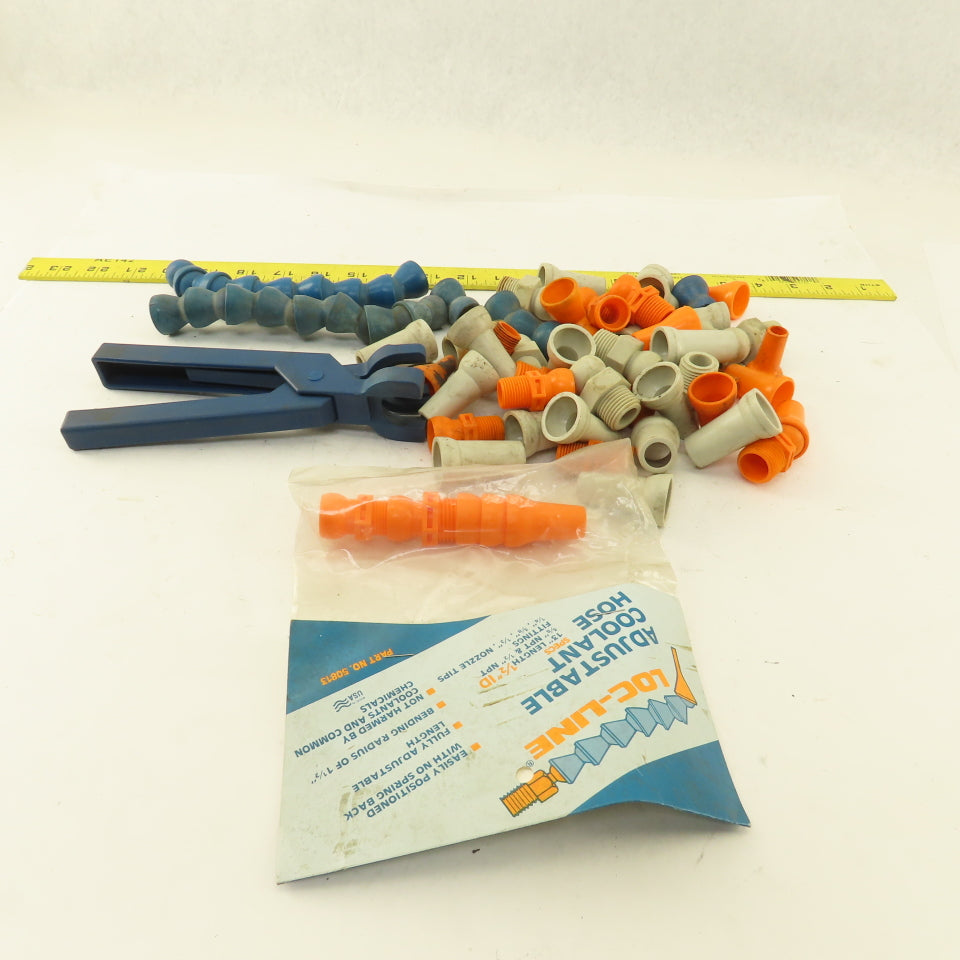 Loc-Line 50813 1/2" Adjustable Coolant Hose Tips Nozzles Tool Misc. Lot 45 Pcs.