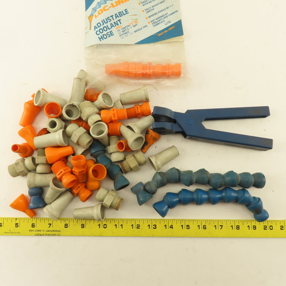 Loc-Line 50813 1/2" Adjustable Coolant Hose Tips Nozzles Tool Misc. Lot 45 Pcs.