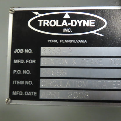 Trola-Dyne Circulation Oil Heater Assy. W/Turbo-Toc Turbine Oil Conditioner KL-1