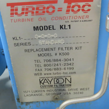 Trola-Dyne Circulation Oil Heater Assy. W/Turbo-Toc Turbine Oil Conditioner KL-1