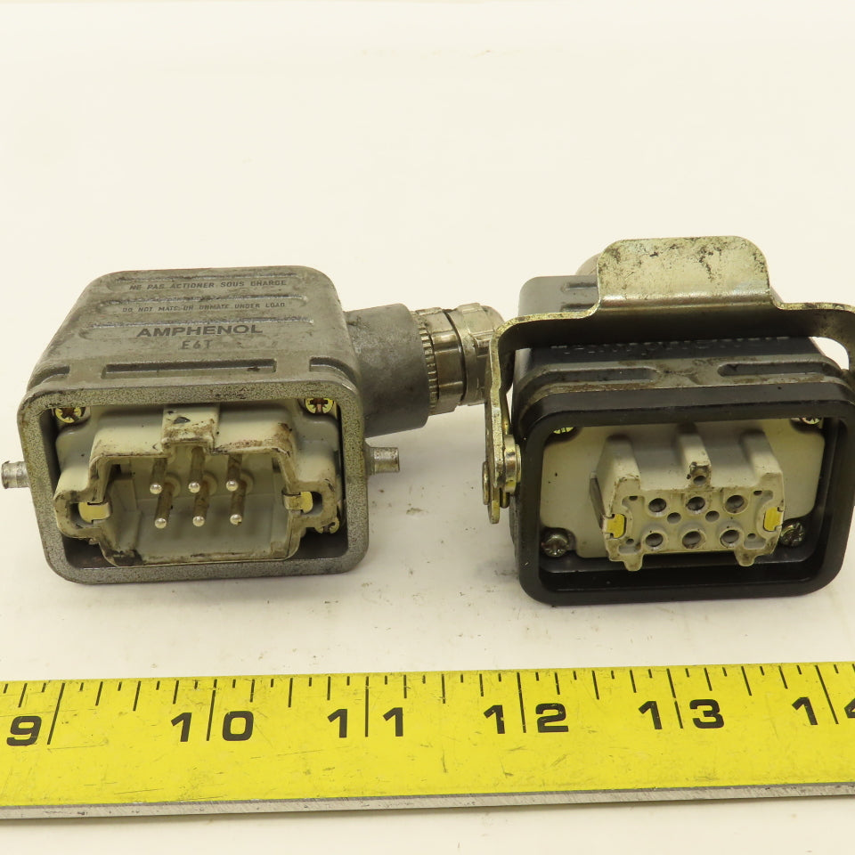 Amphenol E6T 380V 16A 6 Pin Male Female Cable Connectors Set OF 2