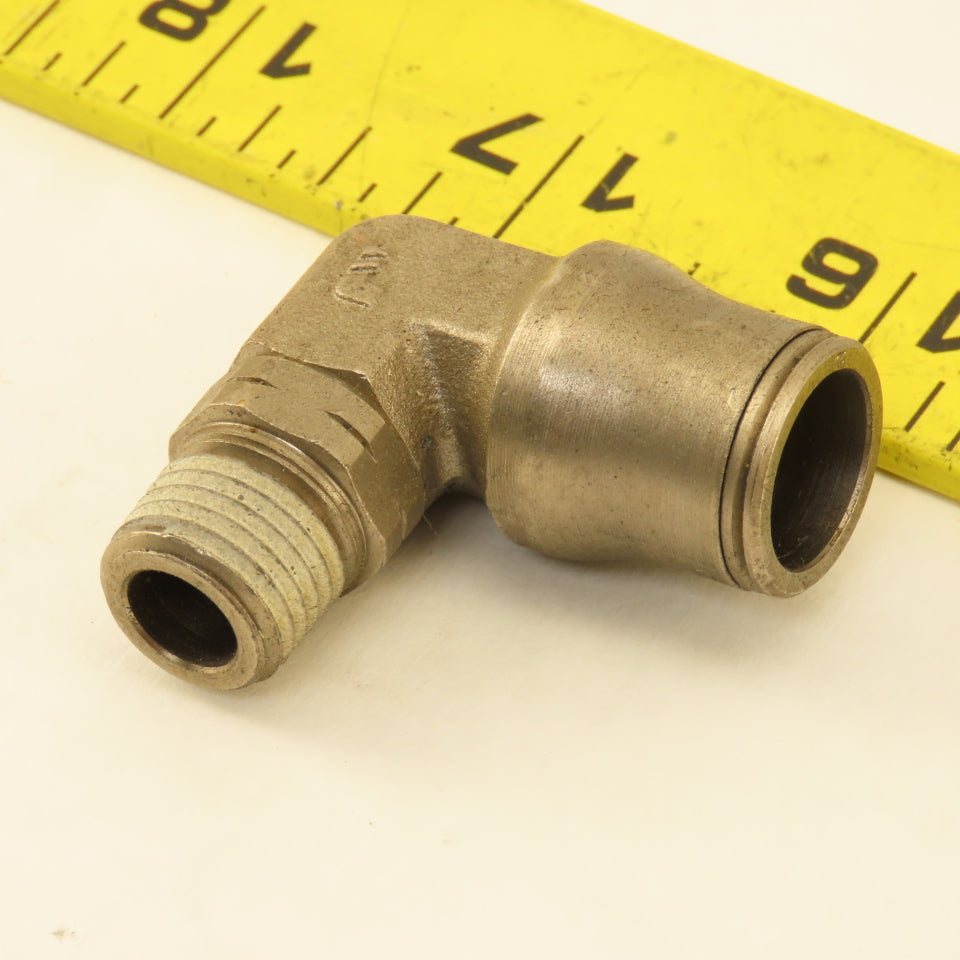 Legris 1/2" Push To Connect x 1/4" NPT Stainless Steel Elbow 90°