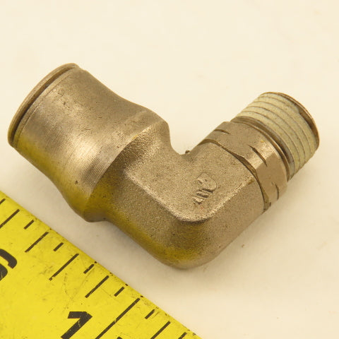 Legris 1/2" Push To Connect x 1/4" NPT Stainless Steel Elbow 90°
