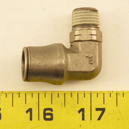 Legris 1/2" Push To Connect x 1/4" NPT Stainless Steel Elbow 90°