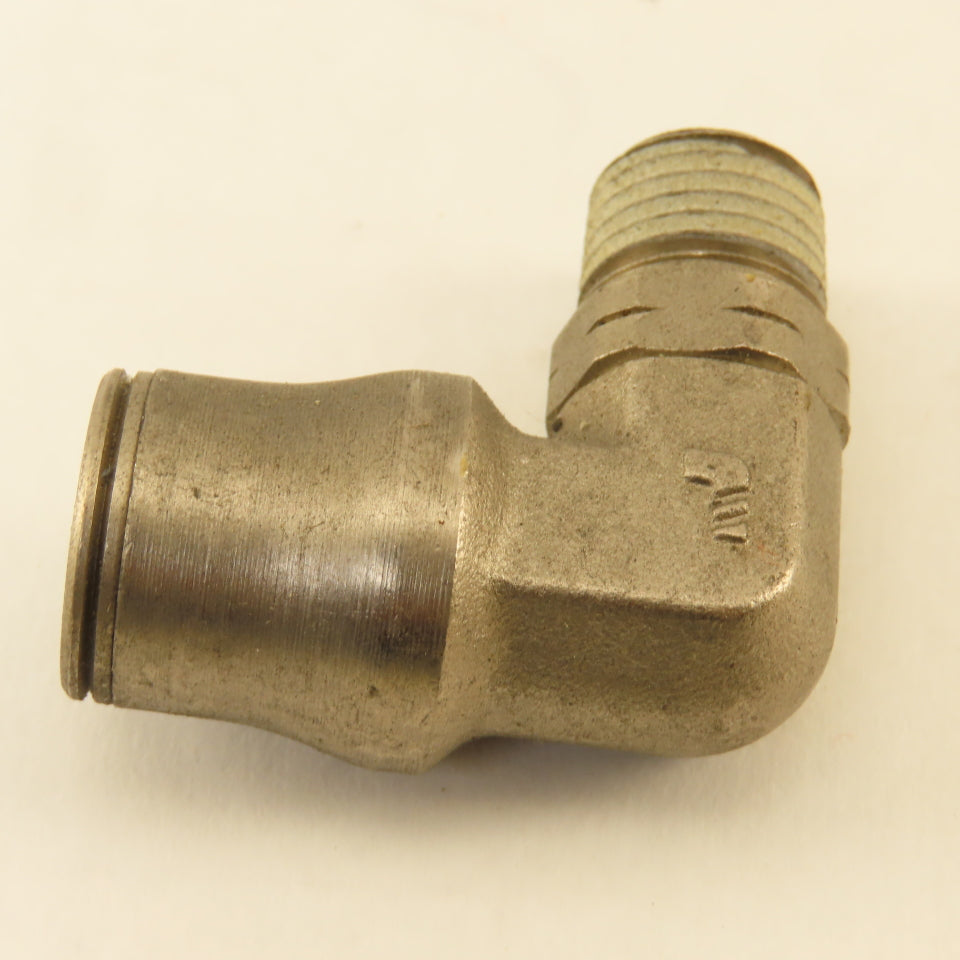 Legris 1/2" Push To Connect x 1/4" NPT Stainless Steel Elbow 90°