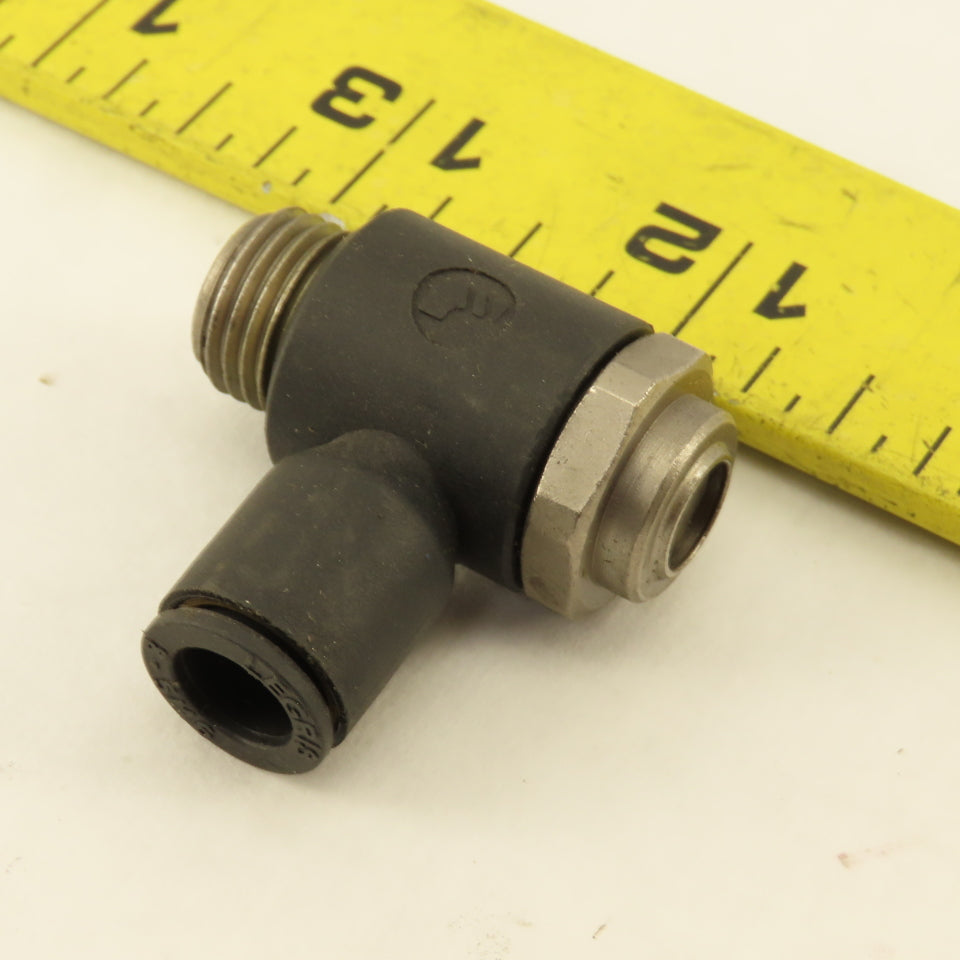 Legris 3/8" NPT x 5/16 8mm Tube Push To Connect Flow Control Elbow 90°