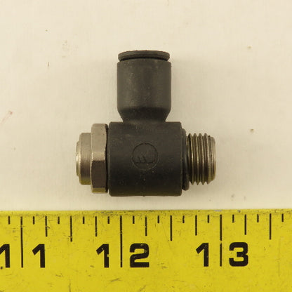 Legris 3/8" NPT x 5/16 8mm Tube Push To Connect Flow Control Elbow 90°