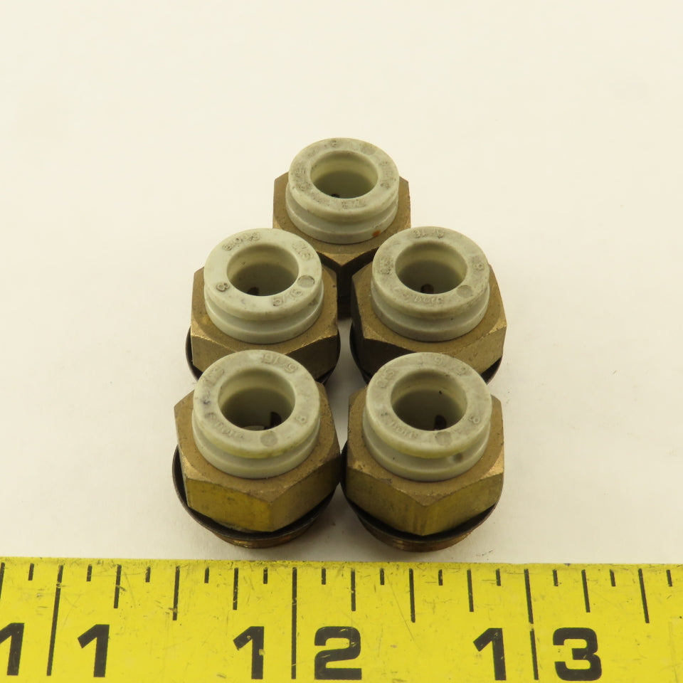 SMC 3/8" NPT x 5/16 8mm Push To Connect Brass Straight Fitting Lot Of 5