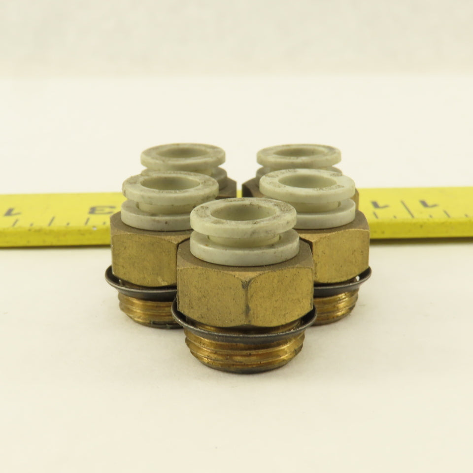 SMC 3/8" NPT x 5/16 8mm Push To Connect Brass Straight Fitting Lot Of 5
