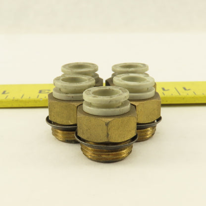 SMC 3/8" NPT x 5/16 8mm Push To Connect Brass Straight Fitting Lot Of 5