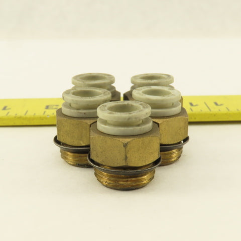 SMC 3/8" NPT x 5/16 8mm Push To Connect Brass Straight Fitting Lot Of 5