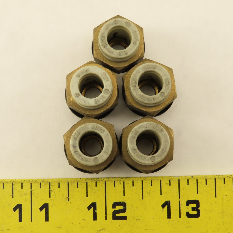 SMC 3/8" NPT x 5/16 8mm Push To Connect Brass Straight Fitting Lot Of 5