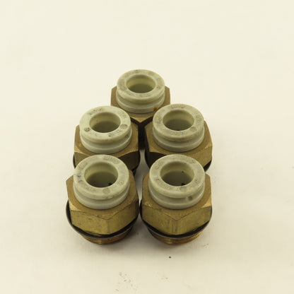SMC 3/8" NPT x 5/16 8mm Push To Connect Brass Straight Fitting Lot Of 5