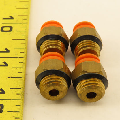 SMC 1/4" NPT x 1/4" Push To Connect Brass Straight Fitting Lot Of 4