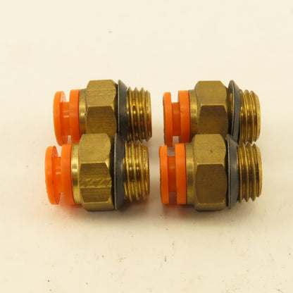 SMC 1/4" NPT x 1/4" Push To Connect Brass Straight Fitting Lot Of 4