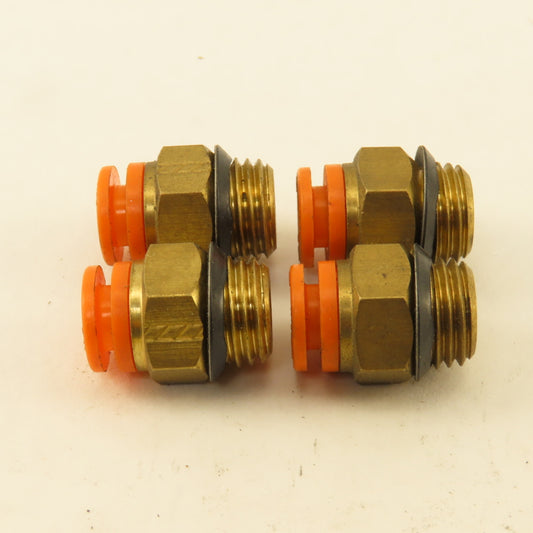 SMC 1/4" NPT x 1/4" Push To Connect Brass Straight Fitting Lot Of 4