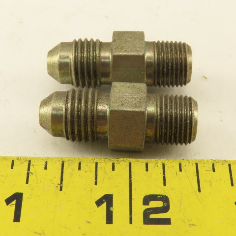 7/16" (-4) JIC Flare Male x 1/8" NPT Straight Hydraulic Fitting Lot Of 2