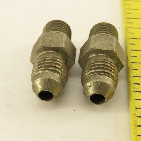 7/16" (-4) JIC Flare Male x 1/8" NPT Straight Hydraulic Fitting Lot Of 2