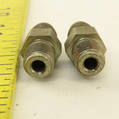 7/16" (-4) JIC Flare Male x 1/8" NPT Straight Hydraulic Fitting Lot Of 2