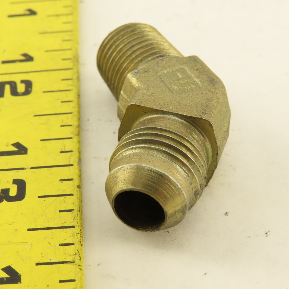 Parker 9/16" (-6) JIC Flare Male x 1/4" NPT Elbow 45° Hydraulic Fitting