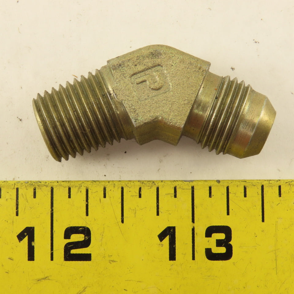 Parker 9/16" (-6) JIC Flare Male x 1/4" NPT Elbow 45° Hydraulic Fitting