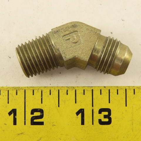 Parker 9/16" (-6) JIC Flare Male x 1/4" NPT Elbow 45° Hydraulic Fitting