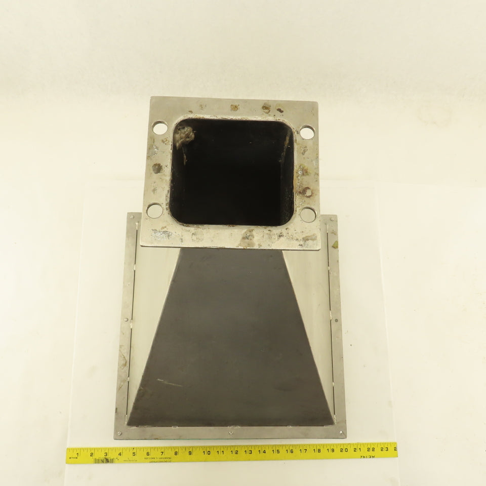 14" x 14" To 4" x 4-1/2" Dust Collector Stainless Steel Square Duct Adaptor