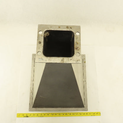 14" x 14" To 4" x 4-1/2" Dust Collector Stainless Steel Square Duct Adaptor