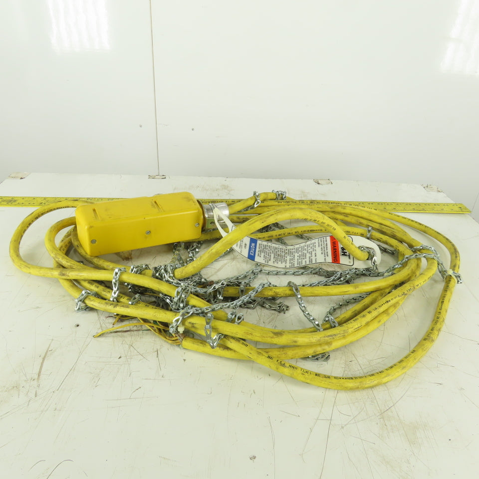 P&H 35' Electric Hoist Pendant Assembly 3 Button Single Speed Up/Down W/E-stop