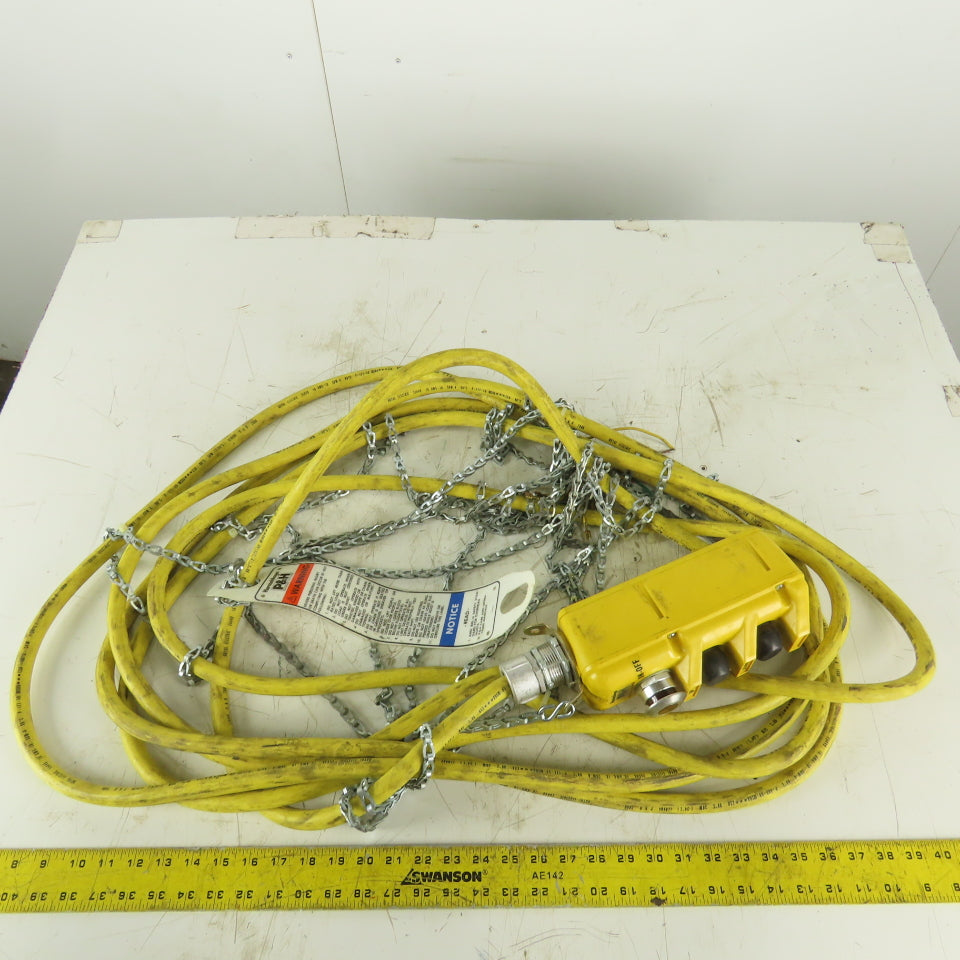 P&H 35' Electric Hoist Pendant Assembly 3 Button Single Speed Up/Down W/E-stop