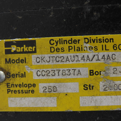 Parker CKJTC2AU14A/14AC 2-1/2" Bore 2" Double Stroke Double Acting Air Cylinder