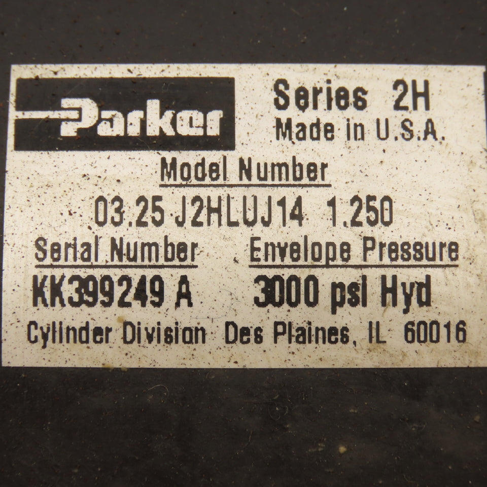 Parker J2HLUJ14 3-1/4" Bore 1-1/4" Stroke Double Acting Hydraulic Cylinder