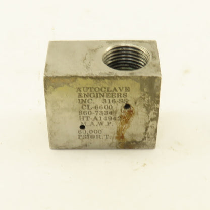 Autoclave Engineers CL-6600 3/4" High Hydraulic Pressure 90° Elbow 60,000 PSI
