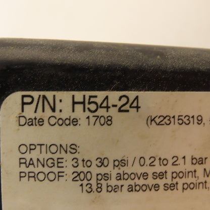 United Electric Controls H54-24 3-30PSI Range 600PSI MAX Pressure Switch