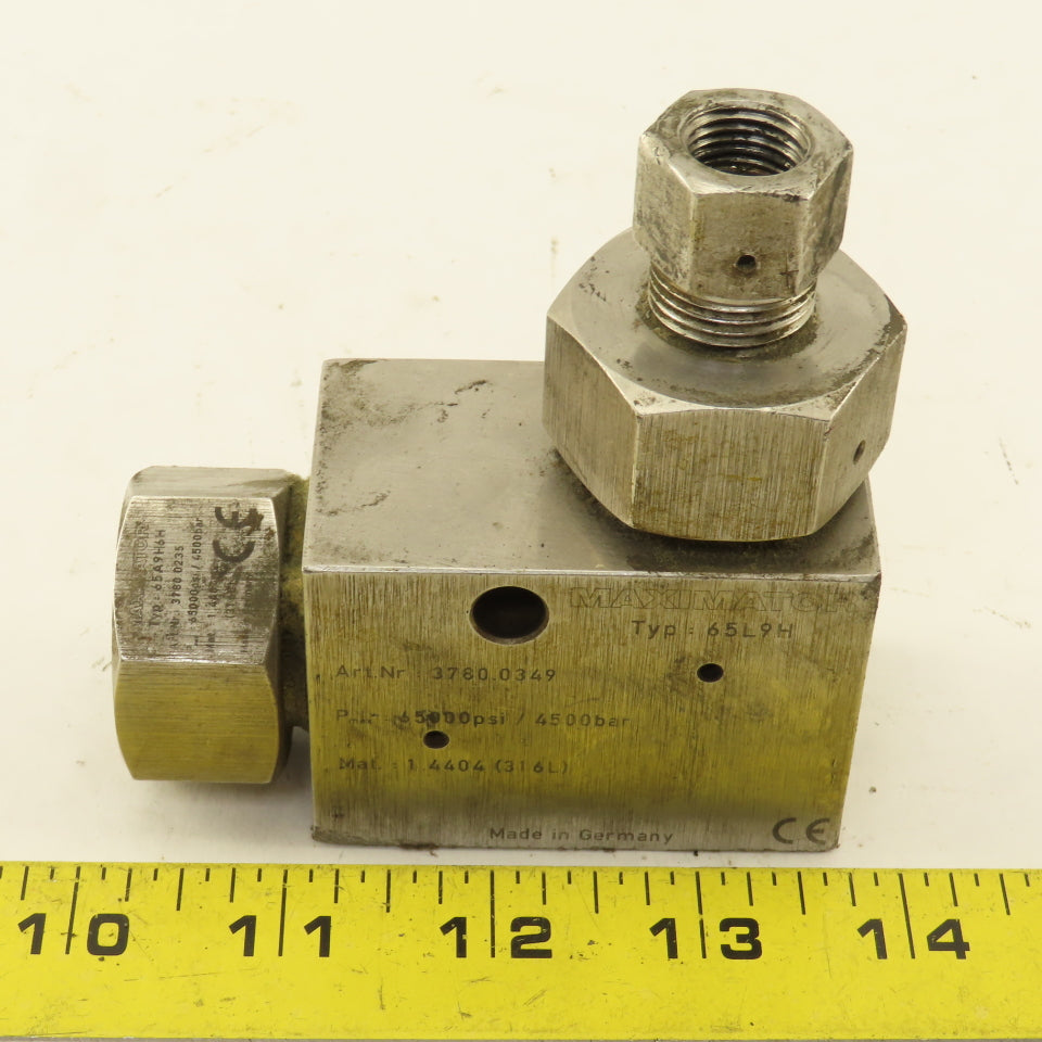 Maximator 65L9H 3/4" Stainless Steel High Pressure Hydraulic Elbow 65,000PSI