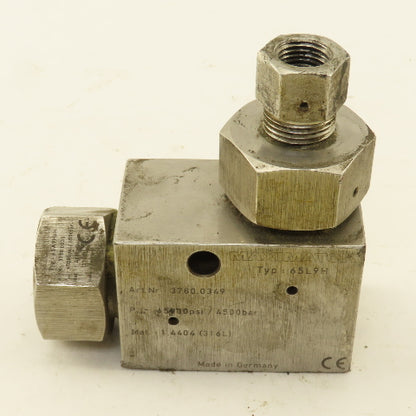 Maximator 65L9H 3/4" Stainless Steel High Pressure Hydraulic Elbow 65,000PSI