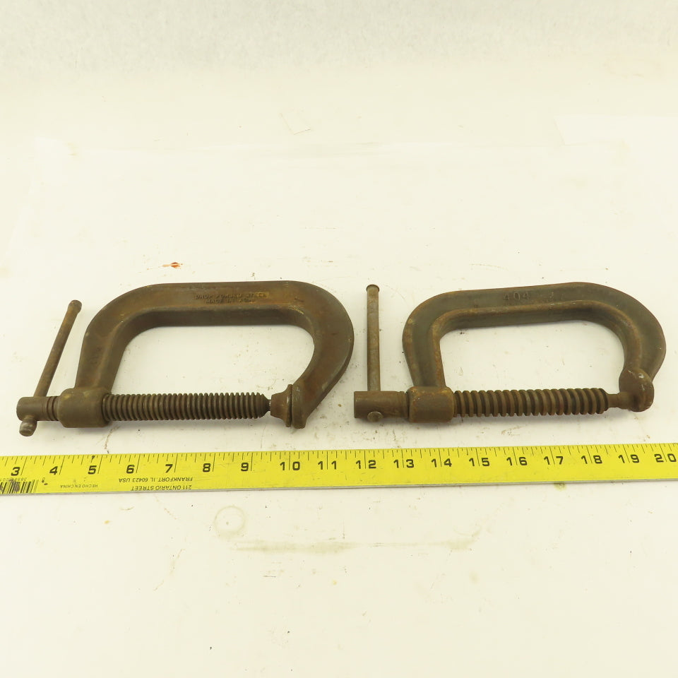 404 Drop Forged C-Clamp 4" Opening 3" Throat Depth Steel USA Lot of 2