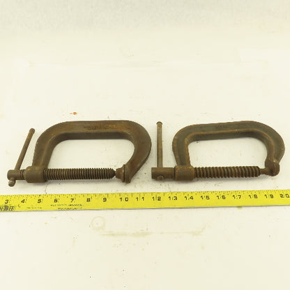 404 Drop Forged C-Clamp 4" Opening 3" Throat Depth Steel USA Lot of 2