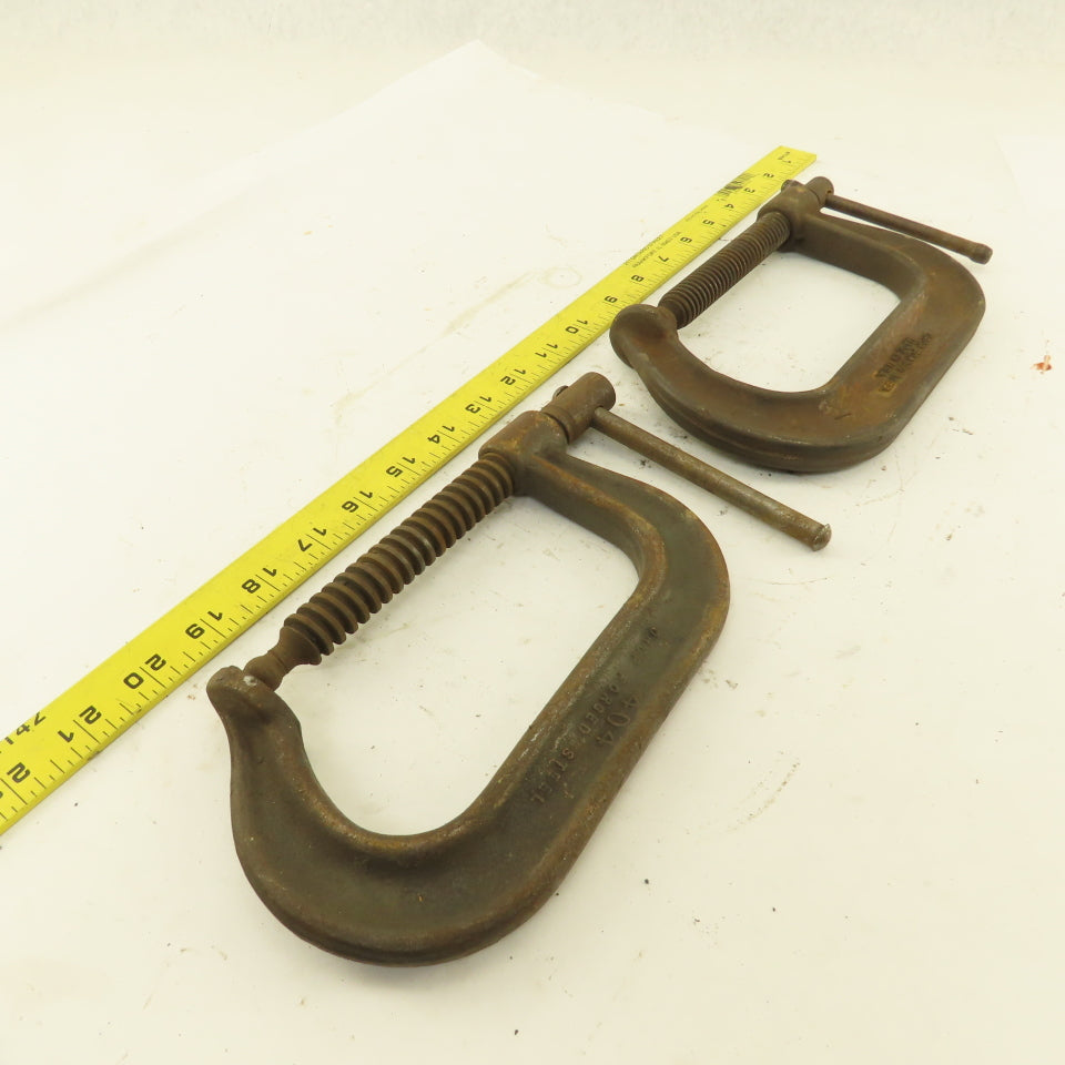 404 Drop Forged C-Clamp 4" Opening 3" Throat Depth Steel USA Lot of 2