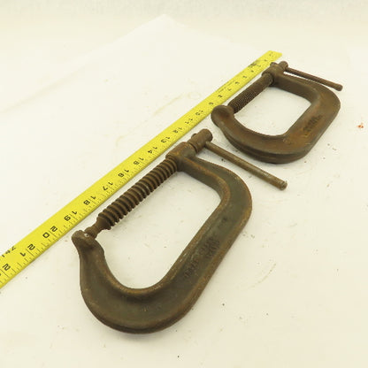 404 Drop Forged C-Clamp 4" Opening 3" Throat Depth Steel USA Lot of 2